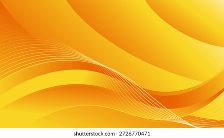 Abstractas fondo amarillo de la onda anaranjada con curvas fluidas lisas