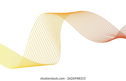 Abstract yellow to orange wave lines on a white background, creating a smooth flow design perfect for modern digital art, presentations, or tech-themed visuals.