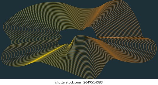 Abstract Yellow and Orange Wave Pattern on Dark Background
