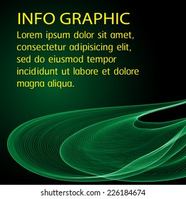 Abstract yellow orange wave. text box. Brochure for computer graphic and technology. black background. Brochure. 