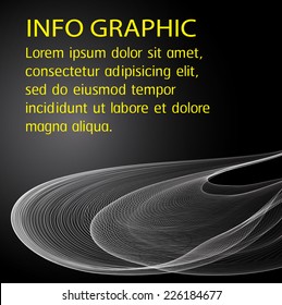 Abstract yellow orange wave. text box. Brochure for computer graphic and technology. black background. Brochure. 