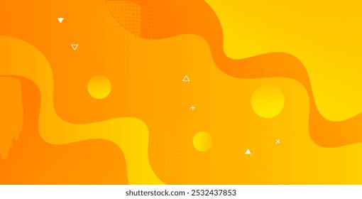 Abstractas ondas amarillas y naranjas con un fondo geométrico. Diseño moderno con colores degradados y Formas fluidas, perfecto para presentaciones, Sitios web, Anuncios, Fondos de pantalla, folletos y carteles.