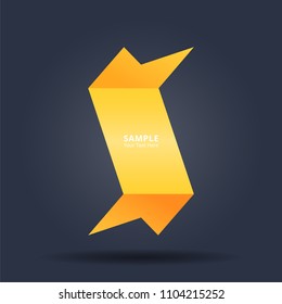 abstract yellow origami paper banners style. vector template background for speech bubble or website promotion banner. 