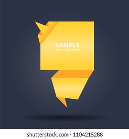 abstract yellow origami paper banners style. vector template background for speech bubble or website promotion banner. 