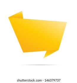 Abstract Yellow origami speech bubble.Vector abstract background.