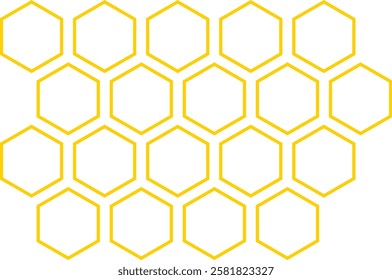 abstract yellow outline honeycomb pattern art can be used background.