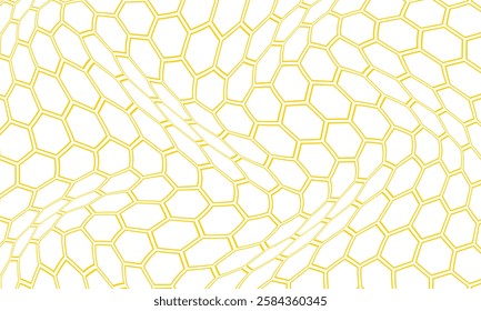 abstract yellow outline honeycomb wave pattern can be used background.