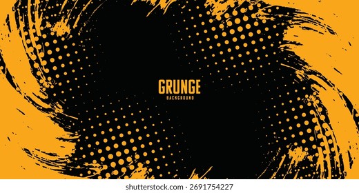 Abstract yellow paint brush stroke on black background