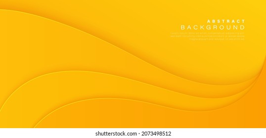 Abstract yellow paper cut wave layer background and shadow  Modern simple yellow liquid wave shape graphic elements  Trendy horizontal business banner template design and space for text