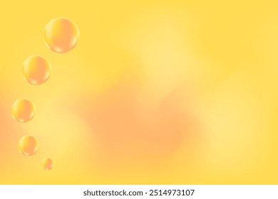 Abstractas fondo de color amarillo, melocotón con textura de gradiente borrosa. Fluido lindo que brilla intensamente burbujas 3D, Fondo de pantalla curvilíneo de la belleza con el espacio de la copia. Ideal para la presentación de productos, infografías, Anuncio.