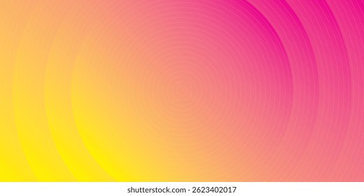 Abstract yellow and pink gradient background with repeat circle line graphic illustration.