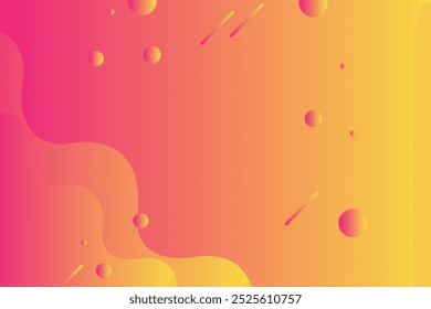 Abstract Yellow and pink gradient fluid wave background with meteor fall and circle for landing page, banner, cover book, wallpaper etc