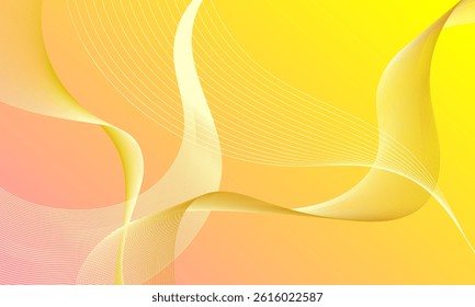 abstract yellow pink light smooth lines wave curves with soft gradient background