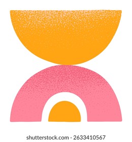 Abstract yellow and pink vector circle shapes.Isolated balance emblem design element.Hand drawn bold illustration for prints,flyers,banners,wedding,invitations,branding design,clipart.
