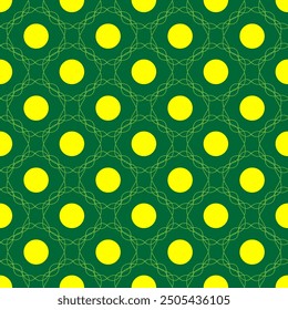 Abstract yellow polka in circle seamless pattern. Fashion graphic background design. Modern stylish abstract texture. Colorful template for prints, textiles, wrapping, wallpaper, website. Vector illus
