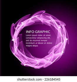 Abstract yellow purple circle wave. text box. Brochure for computer graphic and technology. black background. Brochure. 
