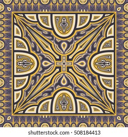 abstract yellow and purple contemporary shape pattern