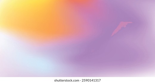 Abstract yellow purple orange gradient background for web header, presentation, banner design. Blurred light colorful horizontal backdrop, soft smooth texture vector