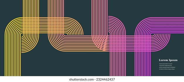abstract yellow purple stripe line, geometric texture background, futuristic technology, retro styled concept