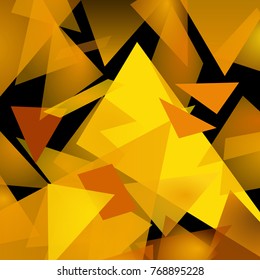 Abstract yellow pyramid picture. Triangular background.