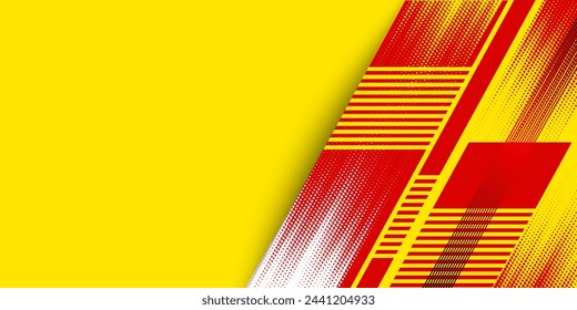 Abstract yellow and red banner design vector, dynamic sporty horizontal background template for media promotion or web banner