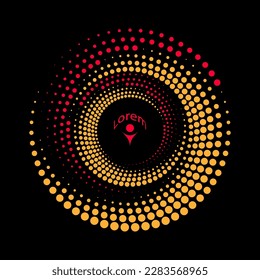 Abstract yellow and red spiral. Vector dots background for design banners, posters, business projects, pop art texture, covers. Geometric halftone texture.