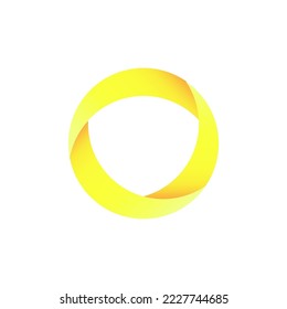 Abstract yellow ribbon circle. Concept art. Circle backdrop. Gradient circle line pattern design. Vector illustration. Stock image.