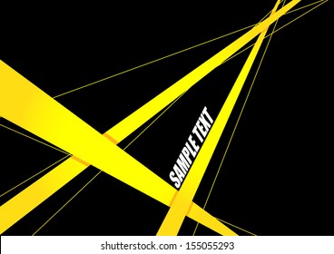 Abstract yellow Ribbon on black background