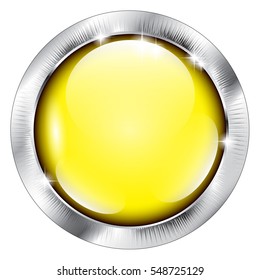 Abstract yellow round background in a silver frame, with space for your text. Vector illustration.