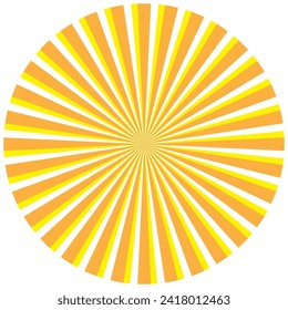 Abstract yellow round background with sun ray. Summer vector illustration for design