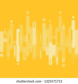 Abstract yellow rounded shapes lines transition background with copy space. Element halftone style. Vector illustration