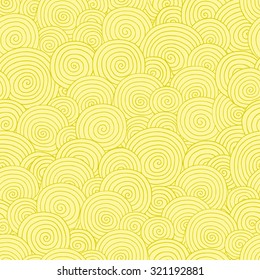 Abstract yellow seamless pattern. Can be used for wallpaper, pattern fills, web page background,surface textures. Hand-drawn vector illustration with decorative circles.