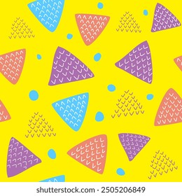 Abstract yellow Seamless Pattern with Colorful Triangles and Dots - Powered by Shutterstock - Get 15% off with code: PIKWIZARD15
