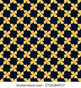 Abstract Yellow Semi-Circular Shapes on a Dark Blue background Seamless Pattern vector illustration