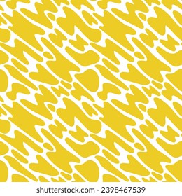 Abstract yellow shapes seamless pattern on white background, abstract doodle art.