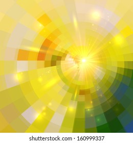 Abstract yellow shining circle tunnel vector background