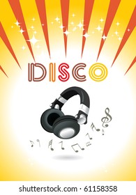 abstract yellow shiny rays, twinkle star background with musical theme