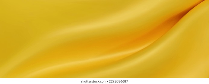 Abstrakte gelbe Seide, Vektorhintergrund. Luxustuch oder Flüssigkeitswelle. Abstrakter oder gelber Stoffstrukturhintergrund. Gelbes Tuch, weiche Welle. Satin-, Seide- und Smooth-elegante Baumwolle.