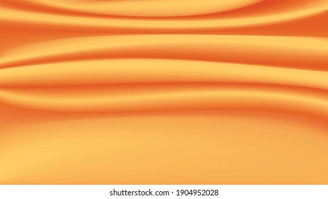 Resumen del fondo vectorial de seda amarilla.Tela de lujo o ola suave líquida.Textura de tela dorada.Asas de satinado, ripple y algodón suave y elegante.Material 3d de superficie sedoso para el diseño de publicidad de productos