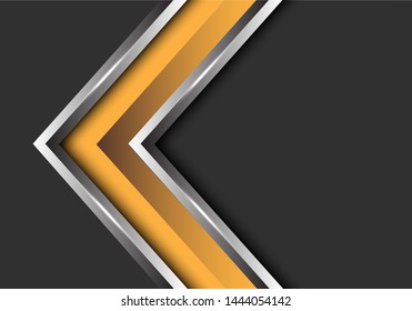 Abstract yellow silver arrow direction on grey blank space design modern futuristic background vector illustration.