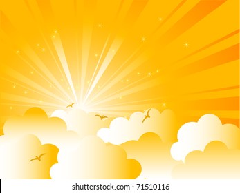 Abstract yellow sky with clouds