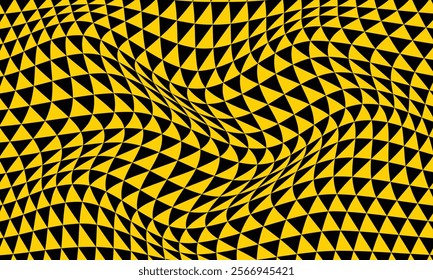 abstract yellow small triangle wave pattern on dark suitable for background.