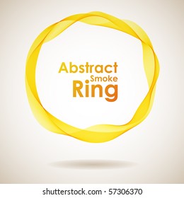 Abstract yellow smoke ring design element.