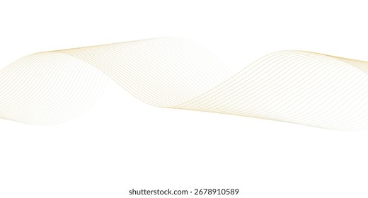 Abstract yellow smooth wave on a white background. Dynamic sound wave. Design element. Vector illustration.	