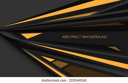Abstrait, vitesse jaune, ombre noire, direction grise, maillage hexagonal géométrique sur fond gris, conception moderne, arrière-plan futuriste, illustration vectorielle.
