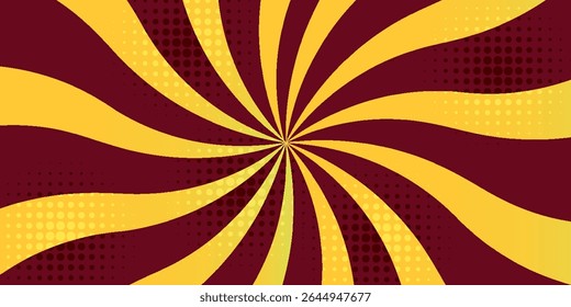 Abstract yellow Spiral Pattern With Halftone Texture for Vibrant Design