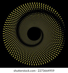 Abstrakte gelbe Spirale. Vektorgrafik-Hintergrund für Design-Banner, Poster, Geschäftsprojekte, Pop-Art-Textur, Cover. Geometrische Halbtonstruktur.