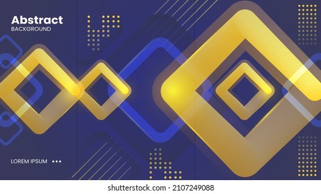 Abstract Yellow Square on Dark Blue Background