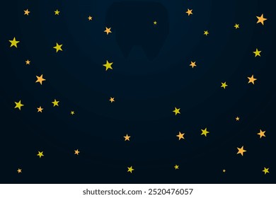 Abstract Yellow Star Pattern On Dark Blue Background. Vector Illustration. New Year Wallpaper. Celebration Backdrop. Minimalist