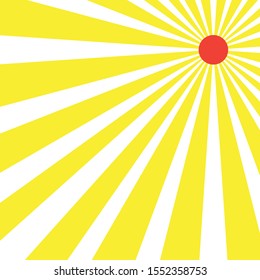 Abstract yellow stripe ray with red sun background and template. Flat design vector and illustration 